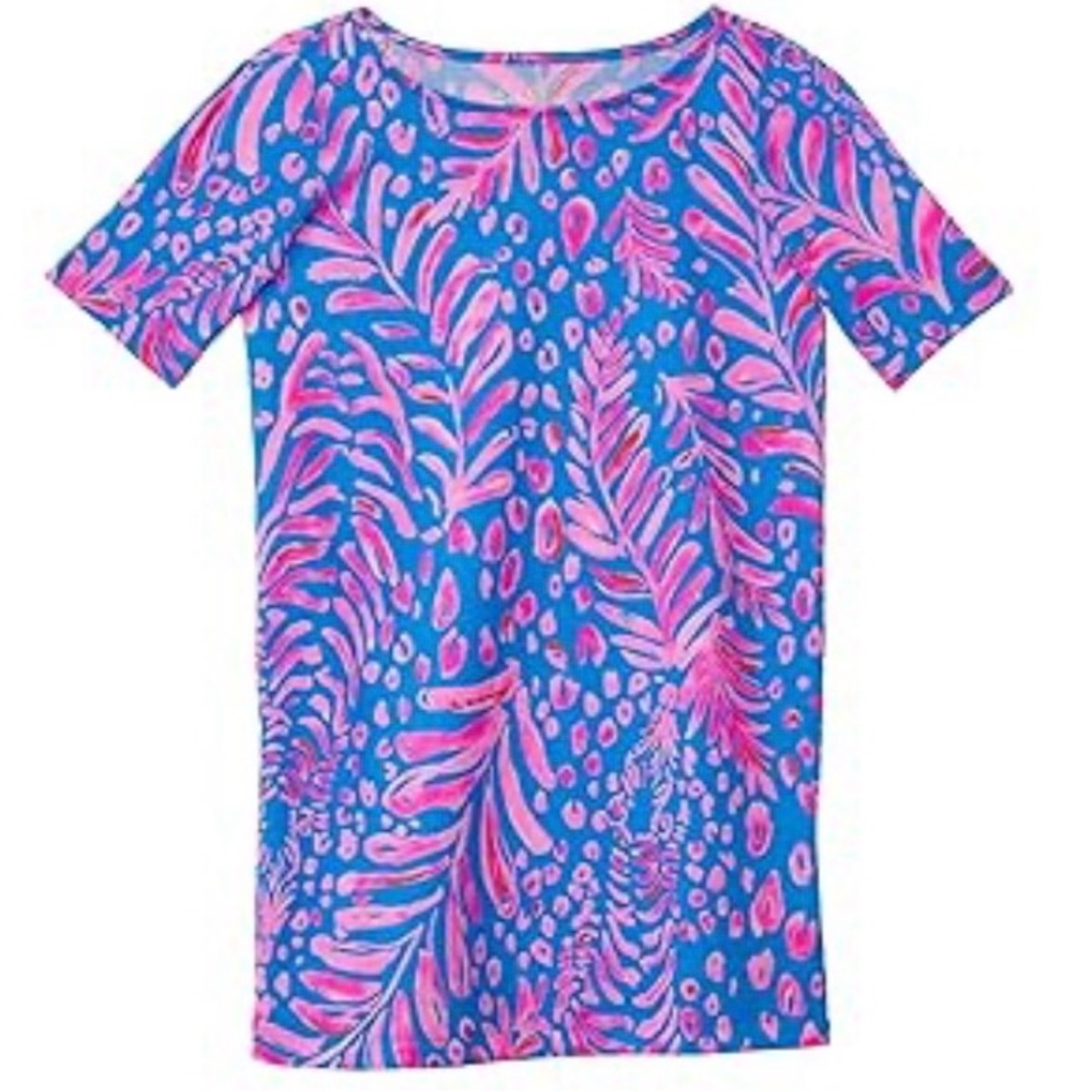 LILLY PULITZER Girls Kids Mini Marlowe Dress Sz XL 12-14 Blue Pink Zebra Design
